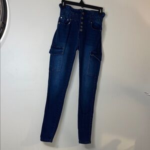 Celebrity Ace High Rise Paperbag Skinny Cargo Jeans 1/25 EUC #76